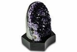 Deep Purple Amethyst Geode With Wood Base - Uruguay #342749-1